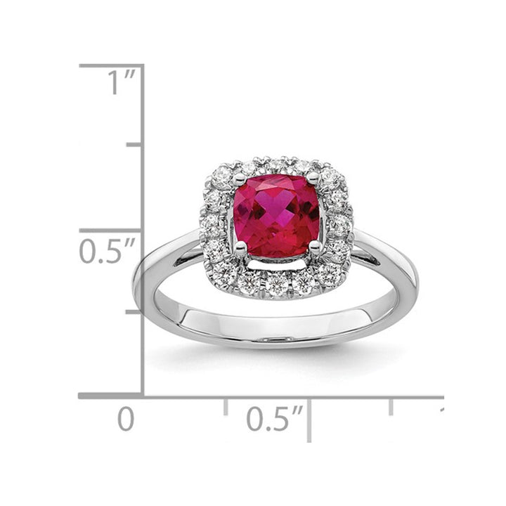 1.15 Carat (ctw) Lab-Created Ruby Ring in 14K White Gold with Lab-Grown Diamonds 1/4 Carat (ctw) Image 4