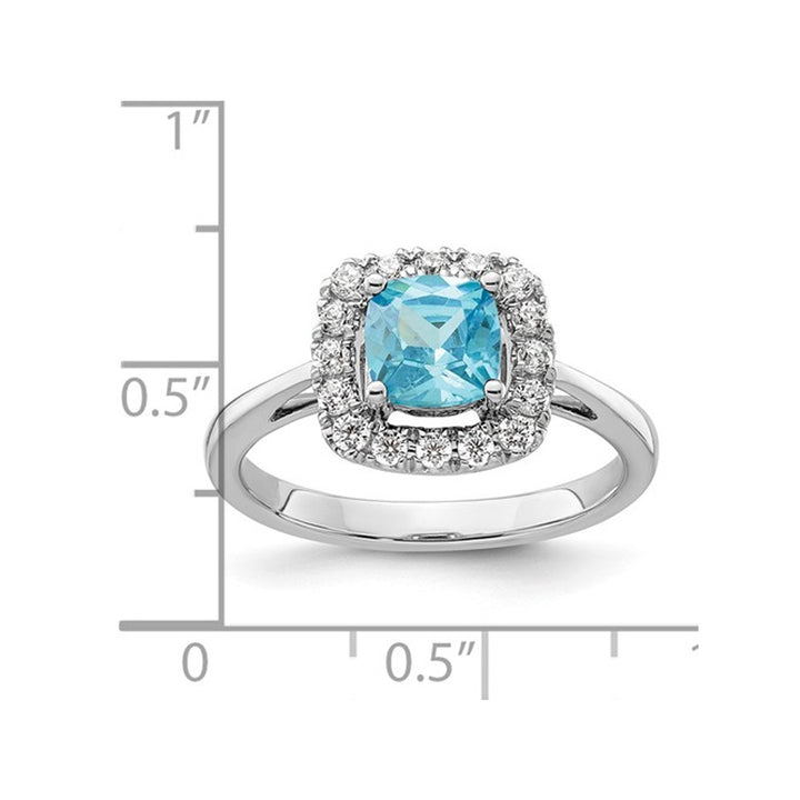 1.00 Carat (ctw) Aquamarine Ring in 14K White Gold with Lab-Grown Diamonds 1/4 Carat (ctw) Image 3
