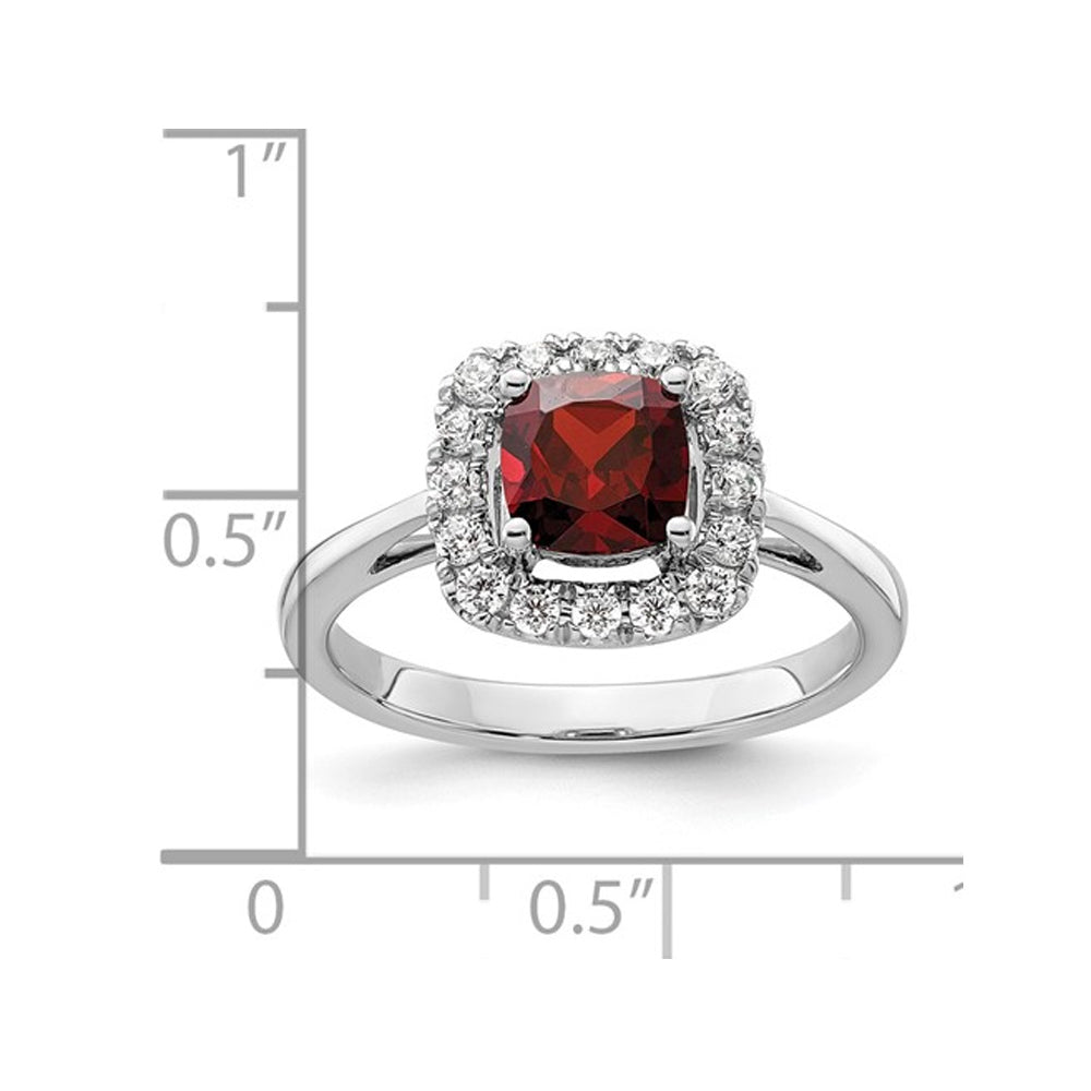 1.25 Carat (ctw) Garnet Ring in 14K White Gold with Lab-Grown Diamonds 1/4 Carat (ctw) Image 4