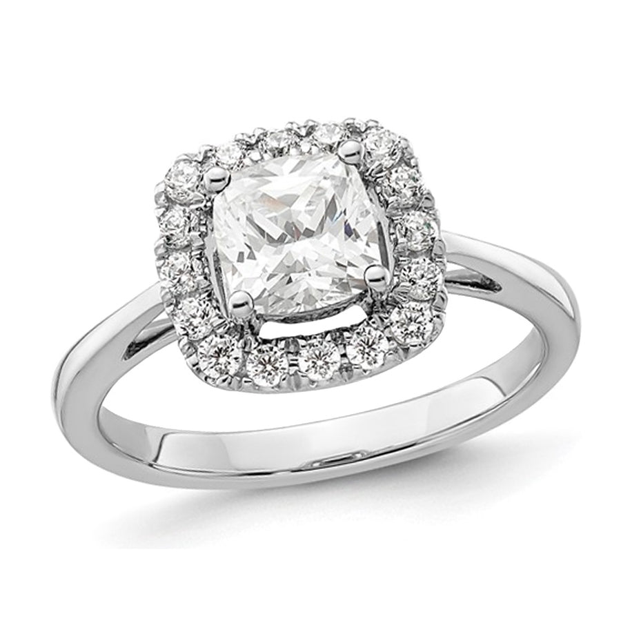 1.20 Carat (ctw) Lab-Created White Sapphire Ring in 14K White Gold with Lab-Grown Diamonds 1/4 Carat (ctw) Image 1