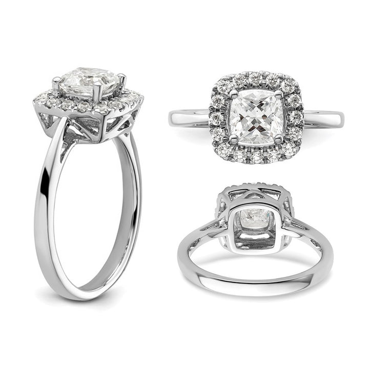 1.20 Carat (ctw) Lab-Created White Sapphire Ring in 14K White Gold with Lab-Grown Diamonds 1/4 Carat (ctw) Image 3