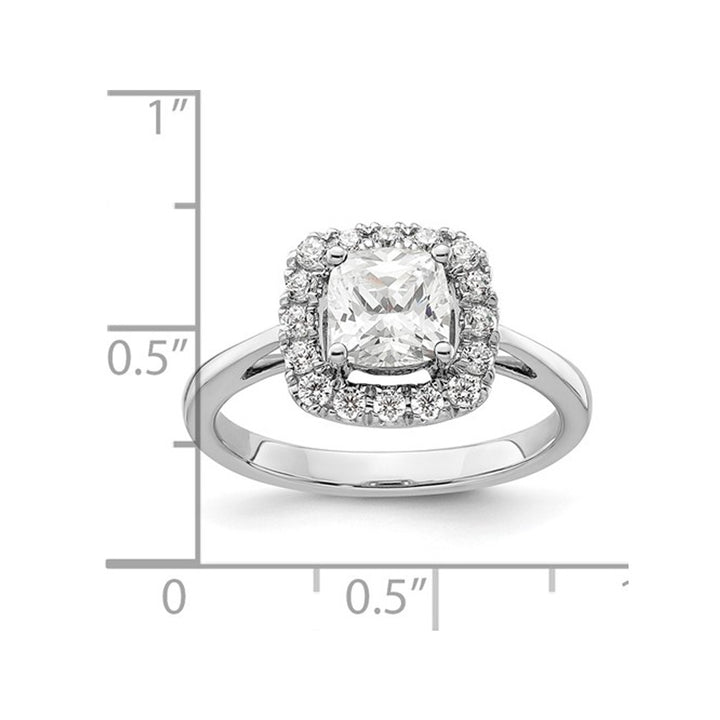 1.20 Carat (ctw) Lab-Created White Sapphire Ring in 14K White Gold with Lab-Grown Diamonds 1/4 Carat (ctw) Image 4
