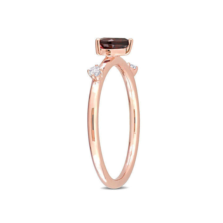 5/8 Carat (ctw) Garnet Heart Promise Ring in 10K Rose Pink Gold with White Topaz Image 4