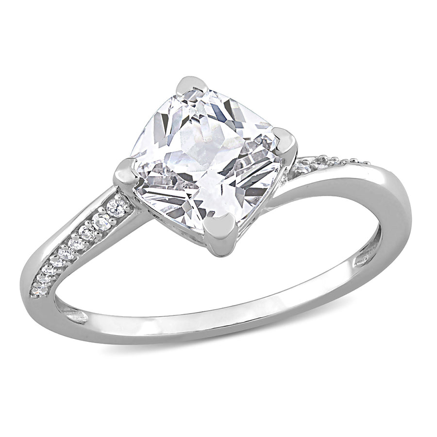 2.00 Carat (ctw) Lab-Created White Sapphire Ring in 10K White Gold Image 1