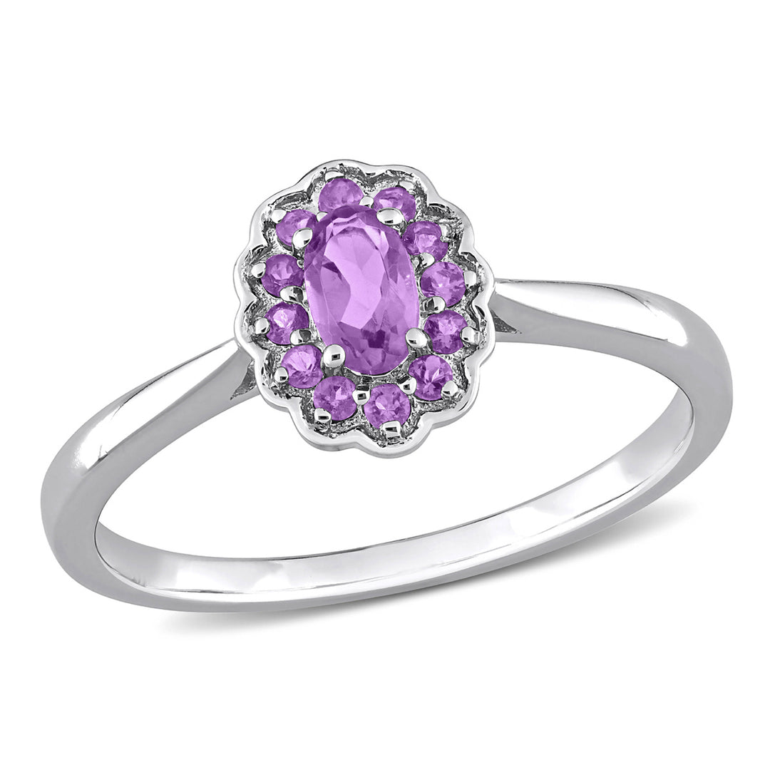 1/3 Carat (ctw) Amethyst Africa Ring with in Sterling Silver Image 1