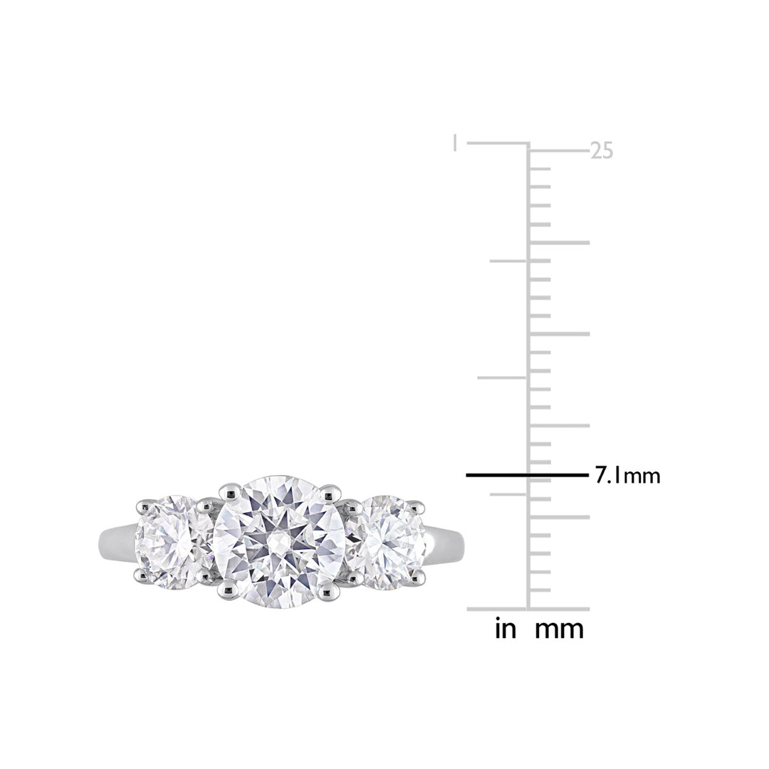 2.25 Carat (ctw) Lab-Created Three-Stone Moissanite Engagement Ring in Sterling Silver Image 3