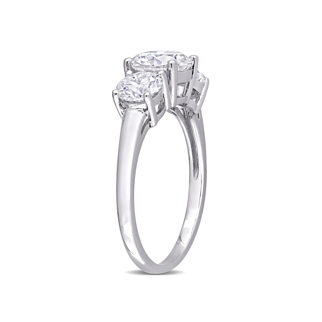 2.25 Carat (ctw) Lab-Created Three-Stone Moissanite Engagement Ring in Sterling Silver Image 4