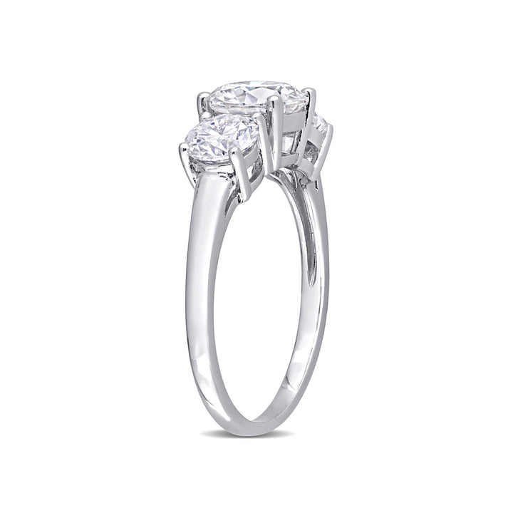 2.25 Carat (ctw) Lab-Created Three-Stone Moissanite Engagement Ring in Sterling Silver Image 4