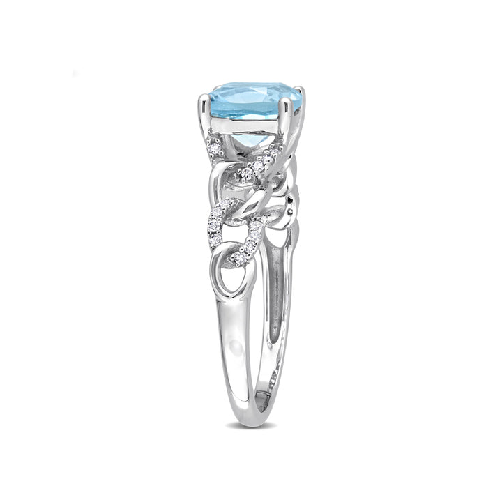 1 3/4 Carat (ctw) Blue Topaz Ring in 10K White Gold with Accent Diamonds Image 2
