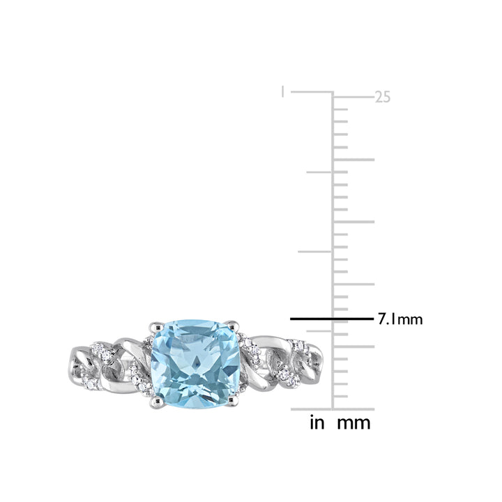 1 3/4 Carat (ctw) Blue Topaz Ring in 10K White Gold with Accent Diamonds Image 4