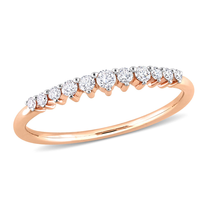 1/5 Carat (ctw G-H-I I2-I3) Diamond Wedding Band Ring in 14K Rose Pink Gold Image 1