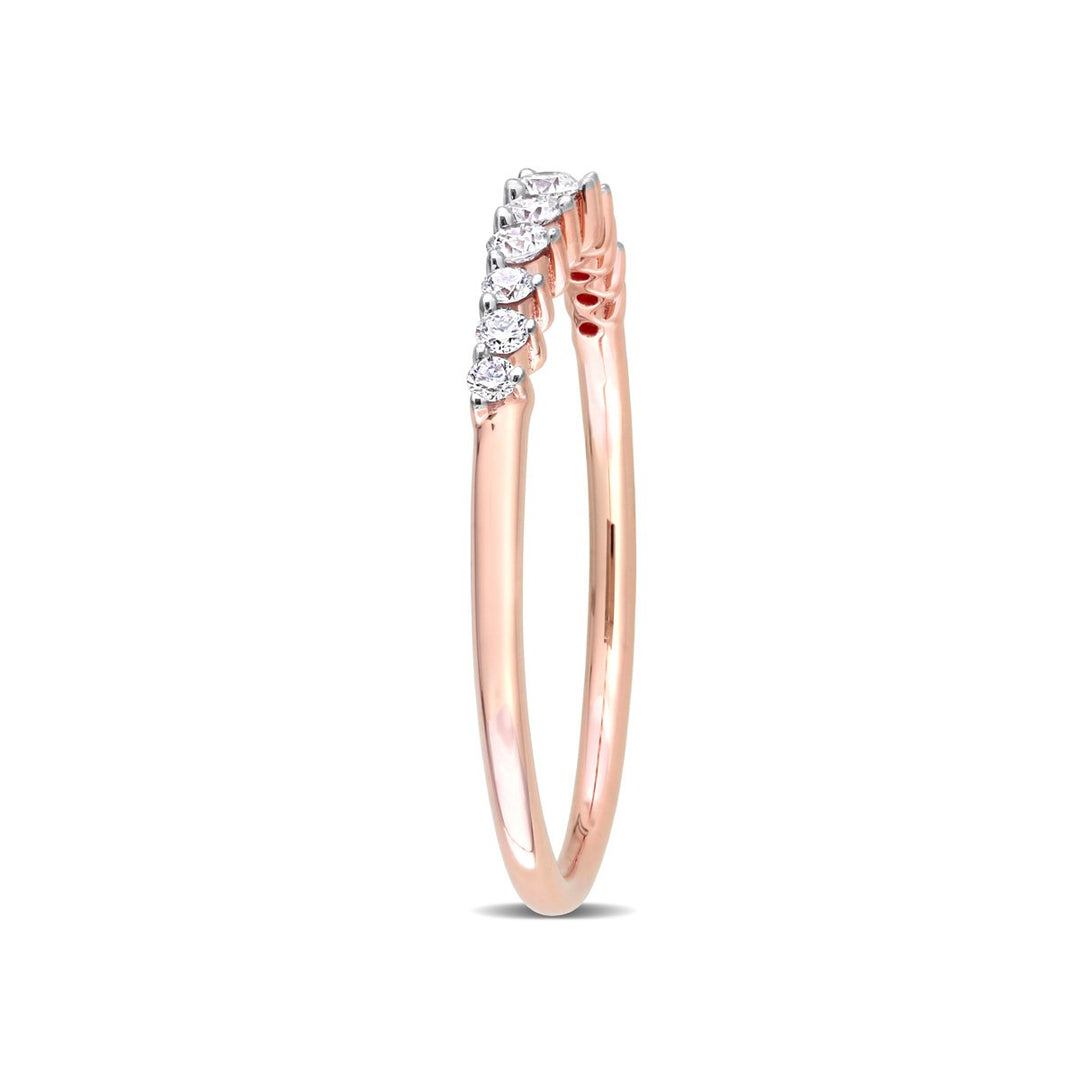 1/5 Carat (ctw G-H-I I2-I3) Diamond Wedding Band Ring in 14K Rose Pink Gold Image 3