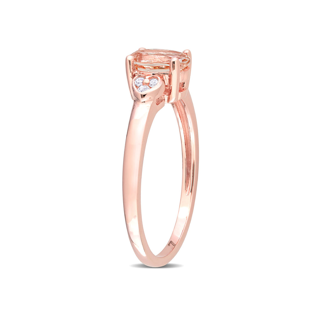 3/4 Carat (ctw) Morganite Ring in Rose Plated Sterling Silver with Accent Diamonds Image 2