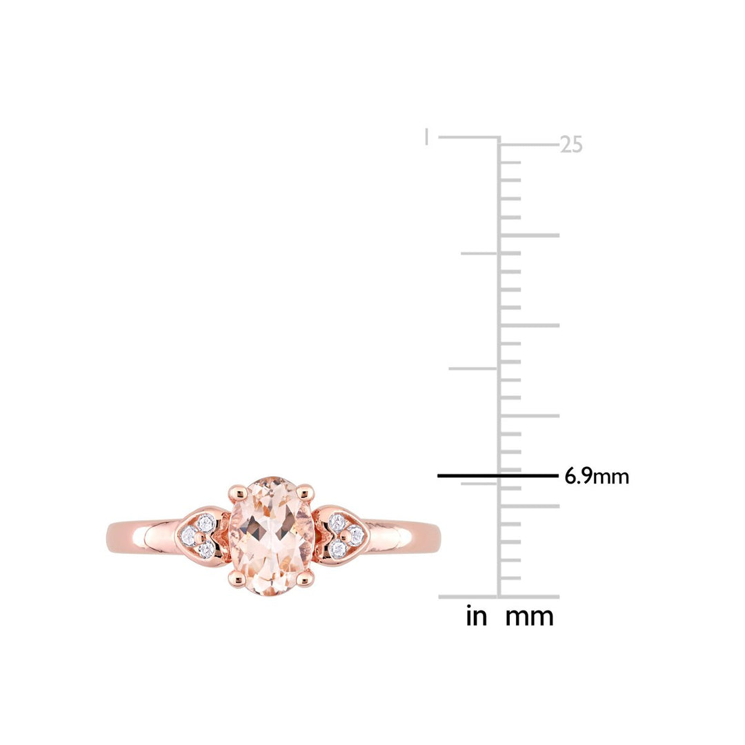 3/4 Carat (ctw) Morganite Ring in Rose Plated Sterling Silver with Accent Diamonds Image 3