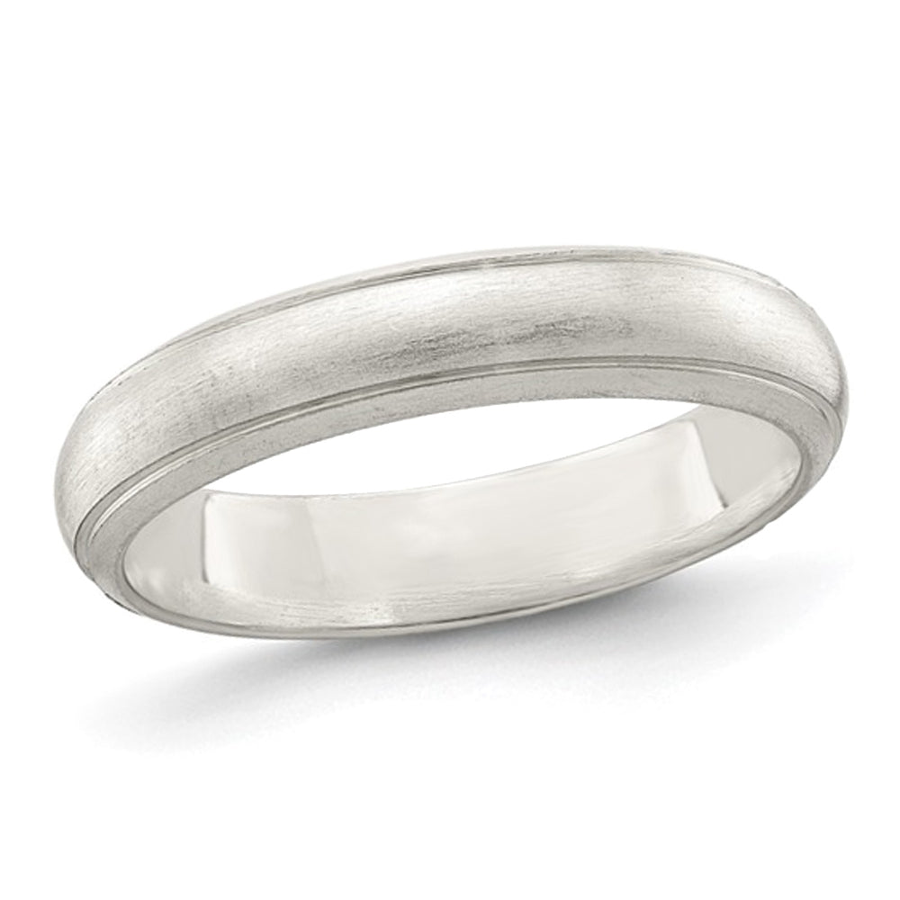 Ladies or Mens 4mm Satin Finish Wedding Band Ring in Sterling Silver Image 1