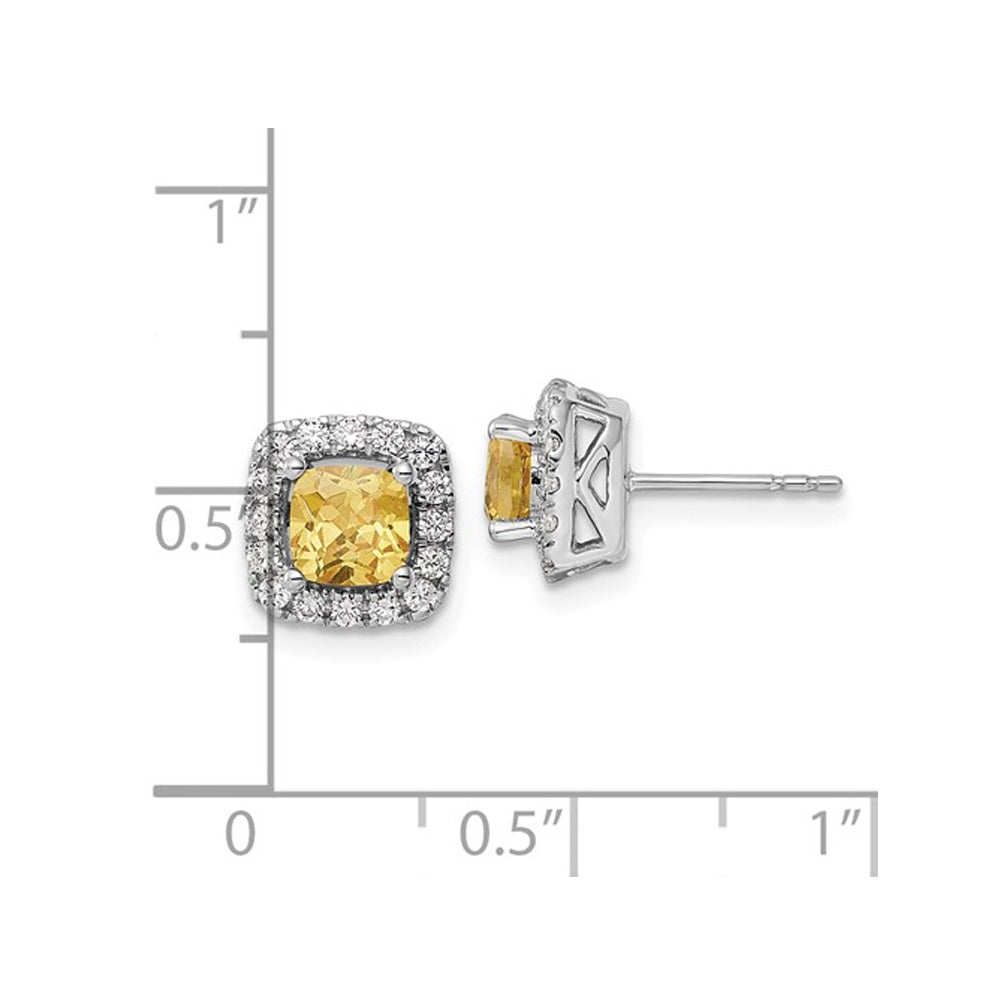 1.20 Carat (ctw) Citrine Halo Earrings in 14K White Gold Earrings with Lab-Grown Diamonds Image 4
