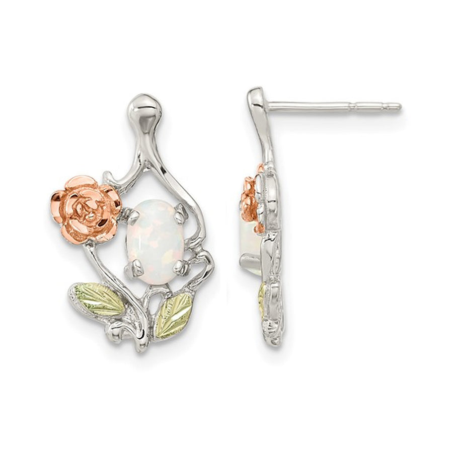 Lab-Created Opal Flower Earrings in Sterling Silver Image 1