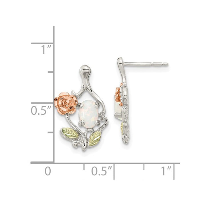 Lab-Created Opal Flower Earrings in Sterling Silver Image 3