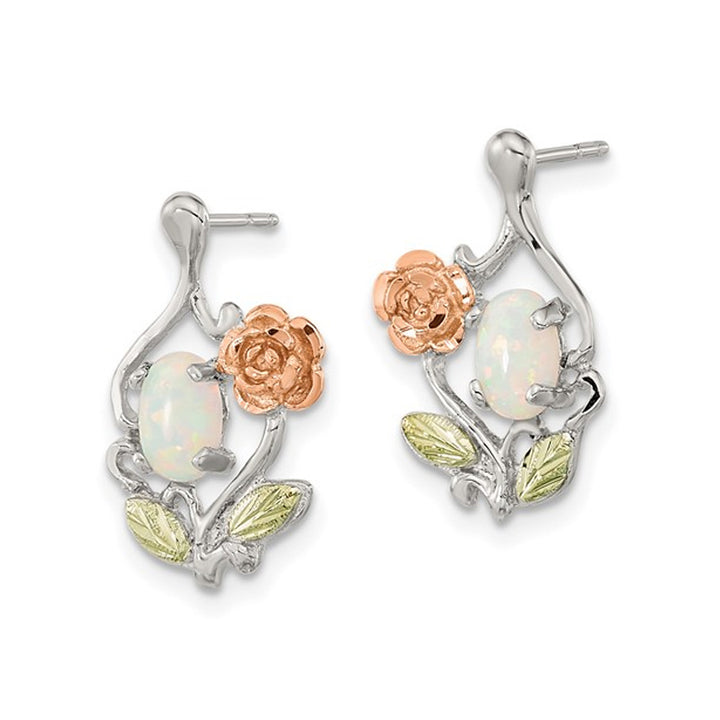 Lab-Created Opal Flower Earrings in Sterling Silver Image 4