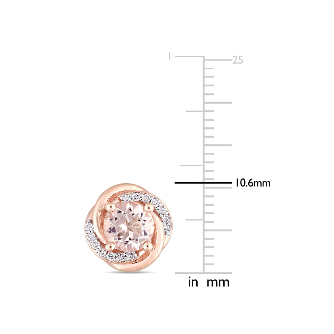 1.75 Carat (ctw) Morganite Swirl Earrings in 10K Rose Pink Gold with Diamonds Image 3