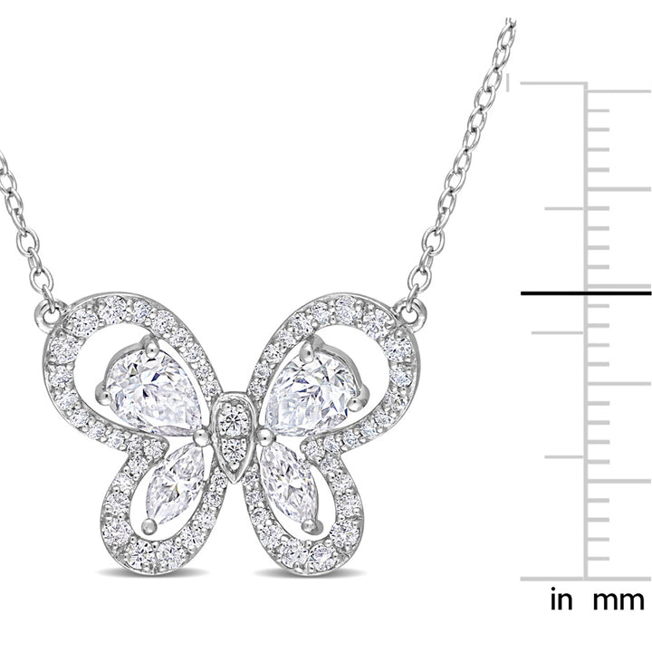1.75 Carat (ctw) Lab-Created Moissanite Butterfly Pendant Necklace in Sterling Silver with Chain Image 4