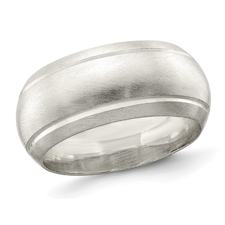 Mens 9mm Satin Finish Wedding Band Ring in Sterling Silver Image 1