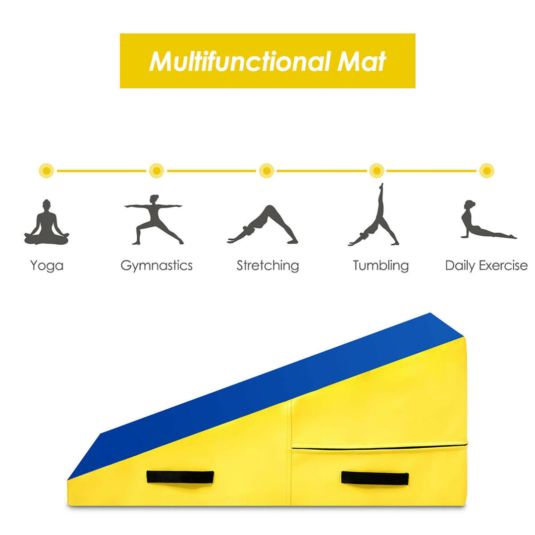 Incline Gymnastics Mat Cheese Wedge Tumbling Mat w/Zipper Handle Home Training Image 4