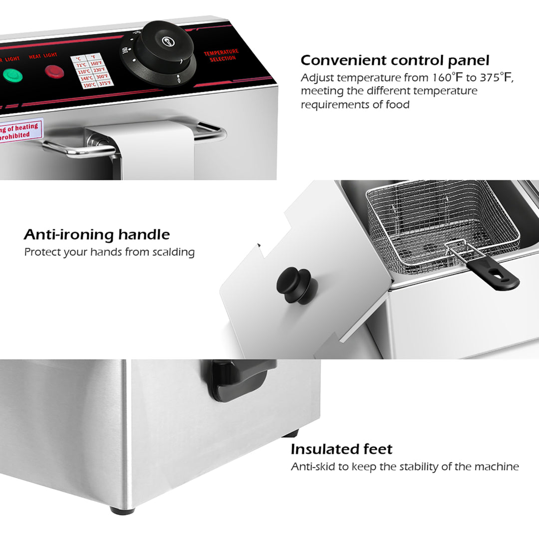 3400w Electric Countertop Deep Fryer Dual Tank Commercial Restaurant Steel Image 8