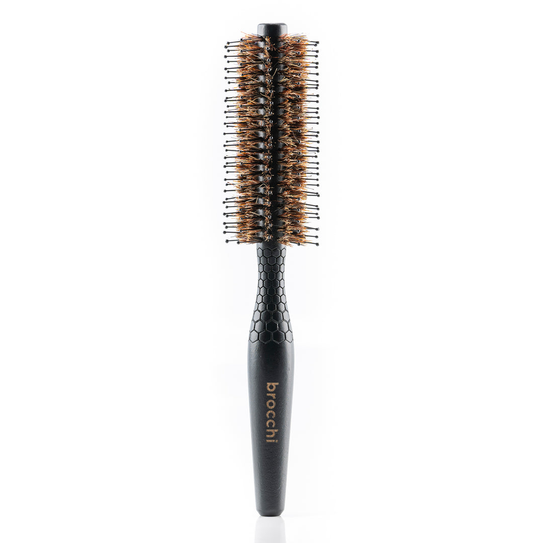 Brocchi Boar Bristle Styling Brush Heat Resistant Wooden Handle Lightweight Ergonomic Image 2