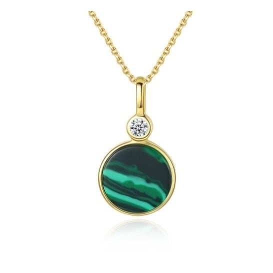 Round simple Malachite Pendant accessories necklace Image 1