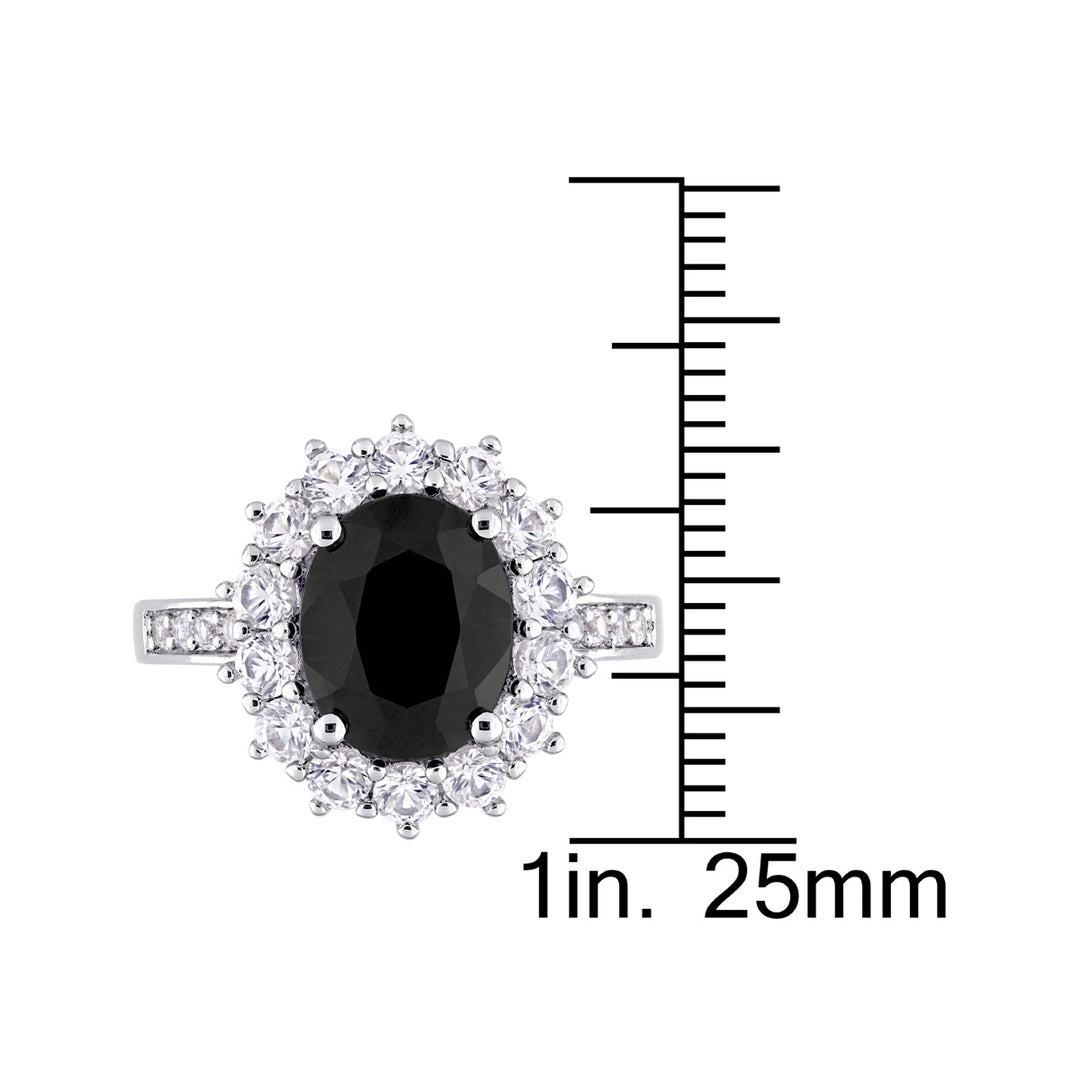 5.00 Carat (ctw) Black Sapphire and Lab-Created White Sapphire Ring in Sterling Silver Image 4