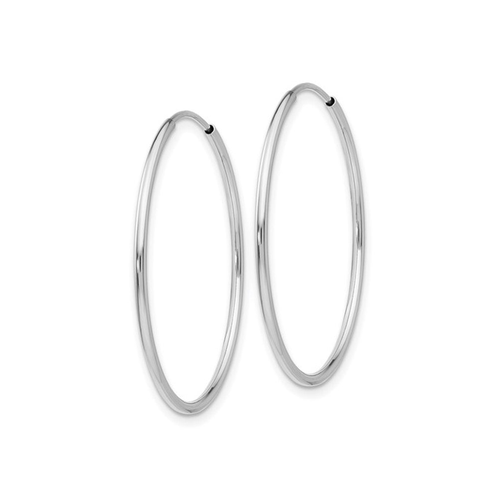 Medium Classic 10K White Gold Hoop Earrings 1 1/5 Inches (1.20 mm) Image 4