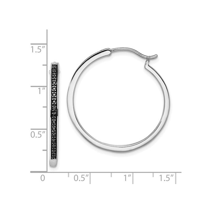 Black Accent Diamond Hoop Earrings in Sterling Silver Image 4