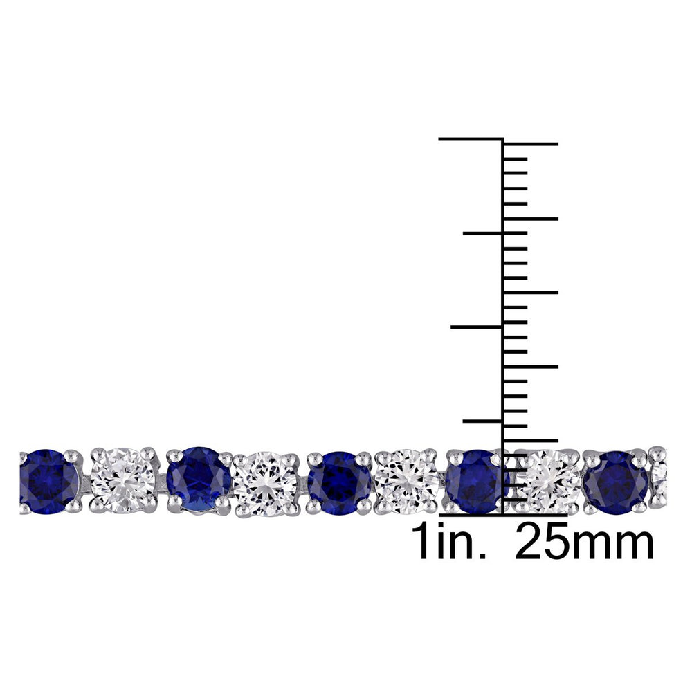 14.20 Carat (ctw) Lab-Created Blue and White Sapphire Bracelet in Sterling Silver (7.25 Inches) Image 2