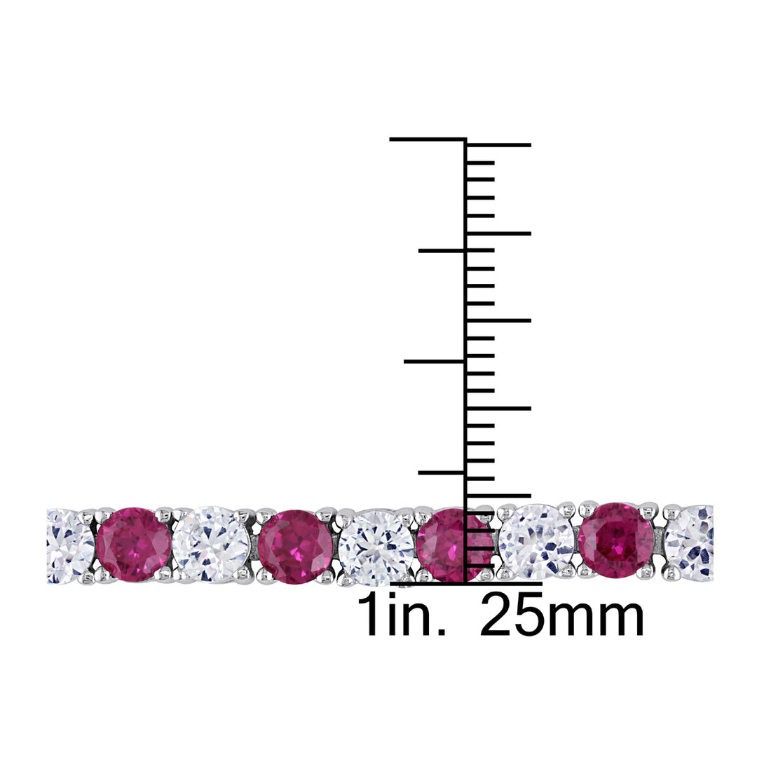 14.50 Carat (ctw) Lab-Created Ruby and White Sapphire Bracelet in Sterling Silver (7.25 Inches) Image 4