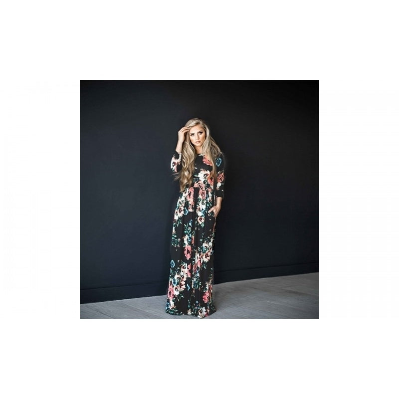 EI Contente Avellina Floral Maxi Dress - Black S (FS-M) Image 1