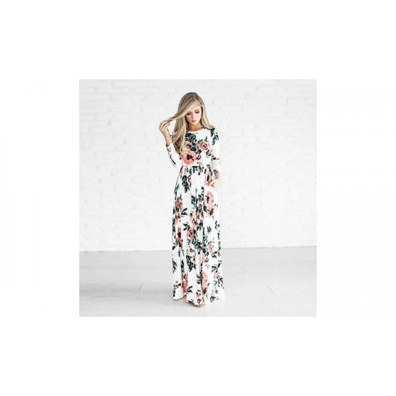 EI Contente Avellina Floral Maxi Dress - White S (FS-M) Image 1