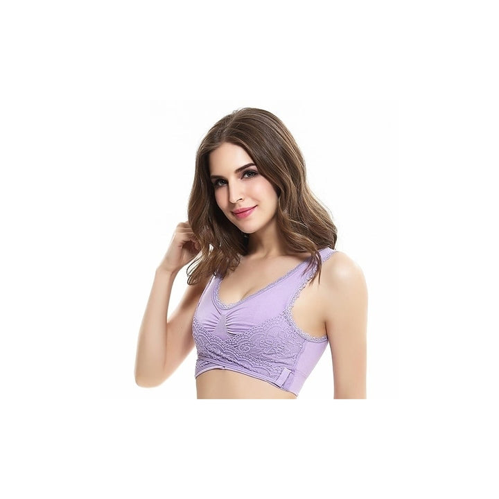 EI Contente Laverne Side Buckle Lace Bra - Lavender M Image 1