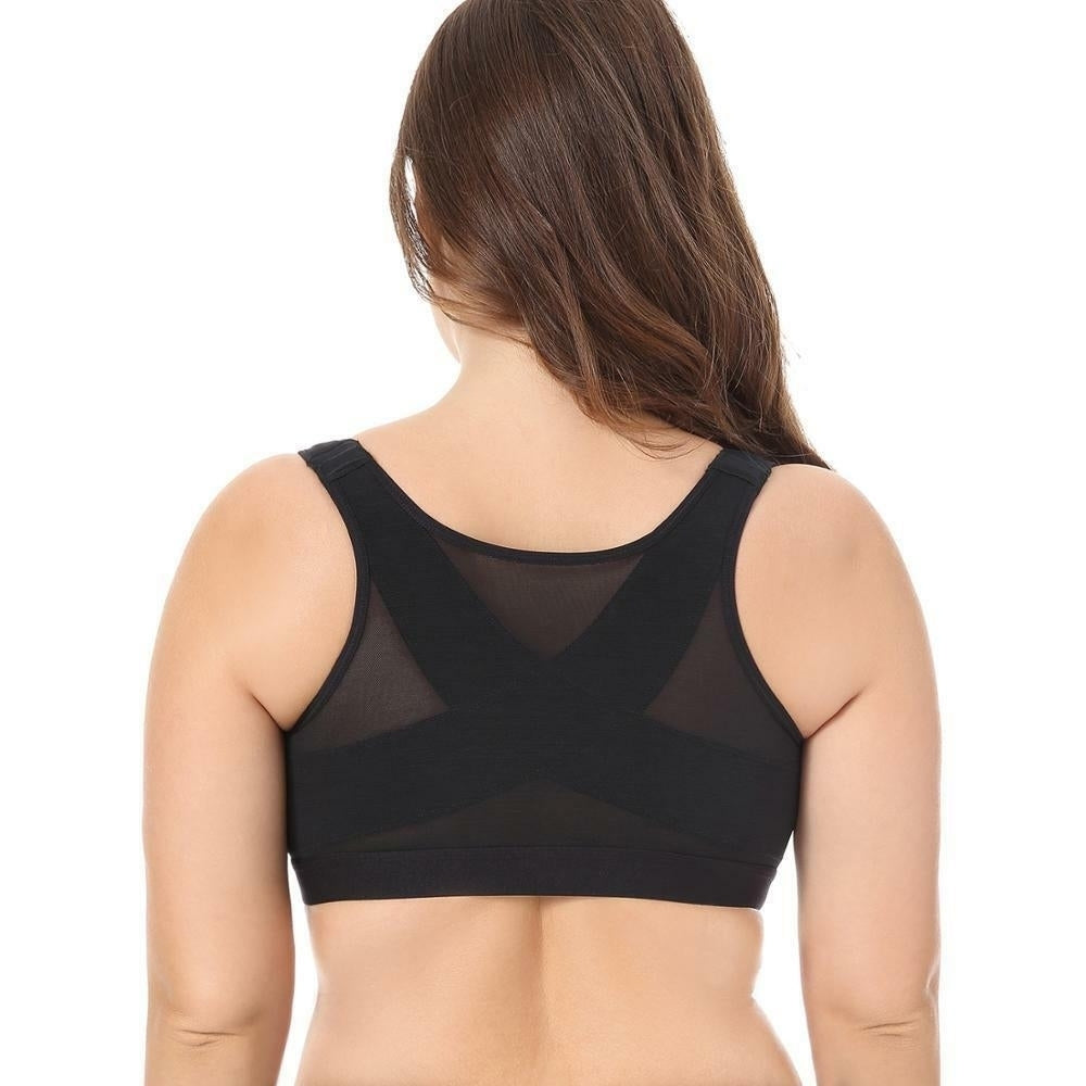 EI Contente Noelle Posture Correcting Bra with Front Fastening - Black M Image 2