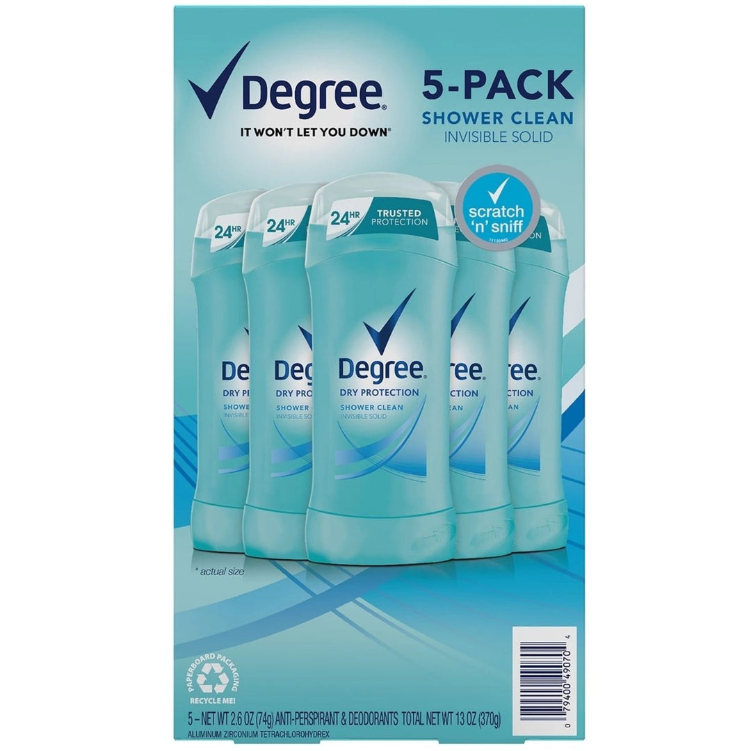 Degree Antiperspirant Deodorant Shower Clean 2.6 Ounce (Pack of 5) Image 1