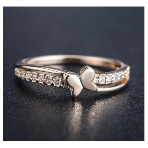 A twisted double-layer ring inlaid with Artificial zircon a lovely female beautiful Bow Ring Image 1