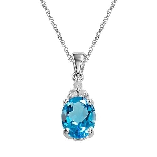 18K White Gold Plated Oval CZ Drop Pendant Necklace Image 4