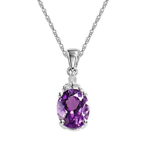 18K White Gold Plated Oval CZ Drop Pendant Necklace Image 6