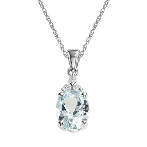 18K White Gold Plated Oval CZ Drop Pendant Necklace 6mm Lab Created Stone 18" Chain Image 1