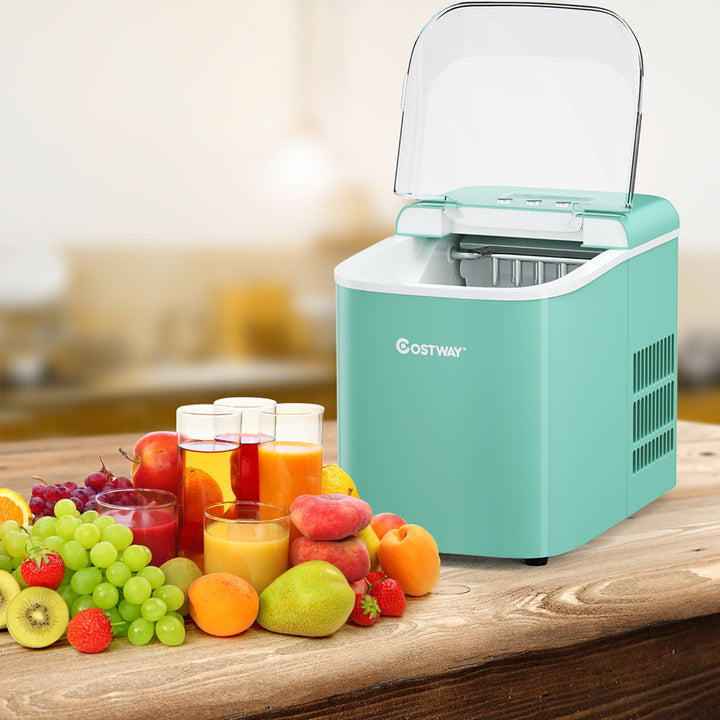 Costway Portable Ice Maker Machine Countertop 26LBS/24H LCD Display w/Ice Scoop Green Image 3