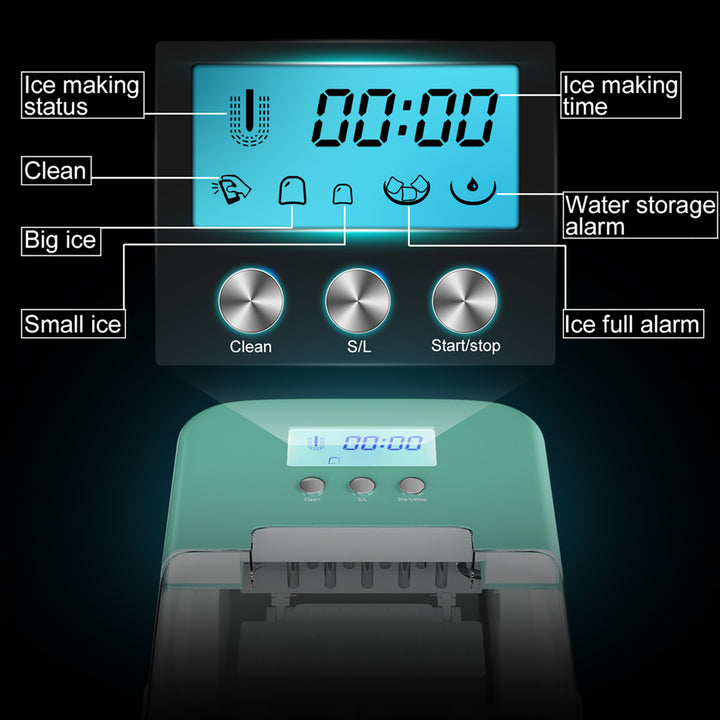 Costway Portable Ice Maker Machine Countertop 26LBS/24H LCD Display w/Ice Scoop Green Image 8