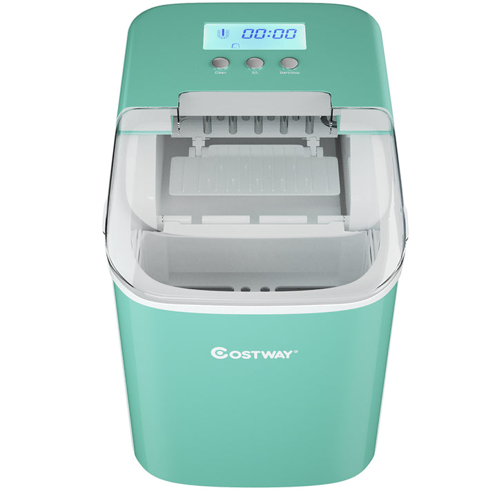 Costway Portable Ice Maker Machine Countertop 26LBS/24H LCD Display w/Ice Scoop Green Image 10