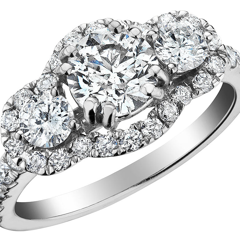 2.30 Carat (ctw I1-I2G-H) Diamond Engagement Ring and Wedding Band Set in 14K White Gold Image 3