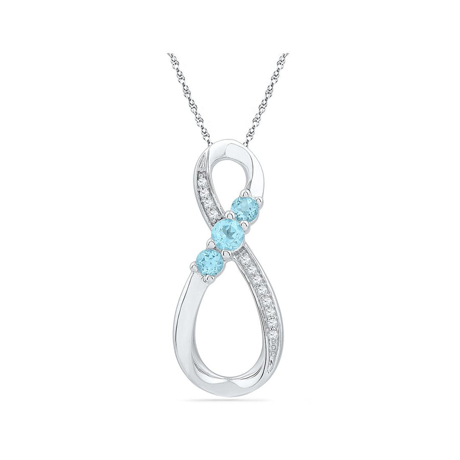 Lab Created Blue Topaz Infinity Pendant Necklace 1/4 Carat (ctw) in Sterling Silver with Accent Diamonds Image 1