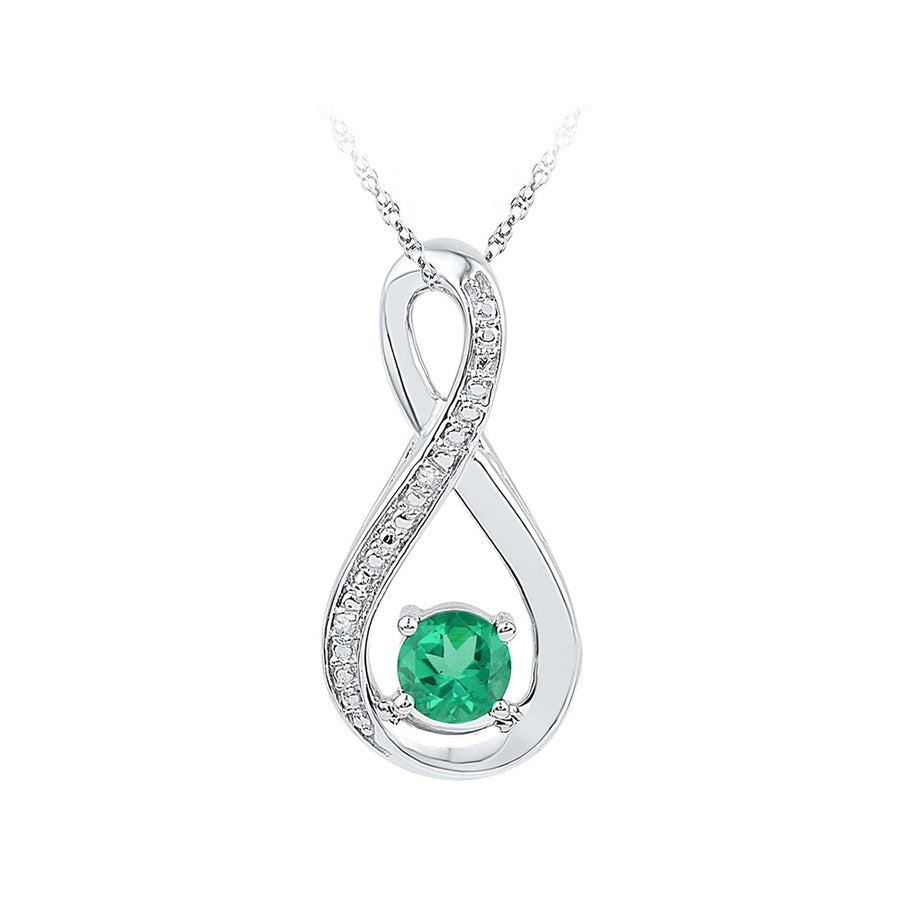 1/2 Carat (ctw) Lab-Created Emerald Infinity Pendant Necklace in Sterling Silver Image 1